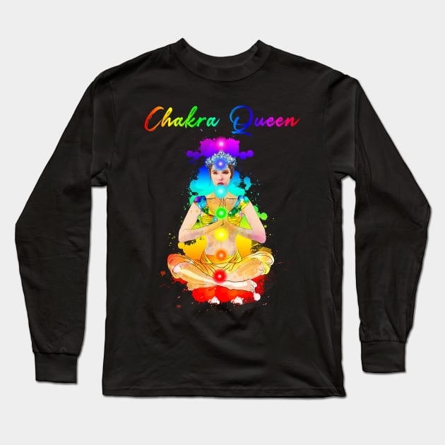 Chakra Queen Reiki Zen Meditation Spiritual Long Sleeve T-Shirt by Chakra Shine